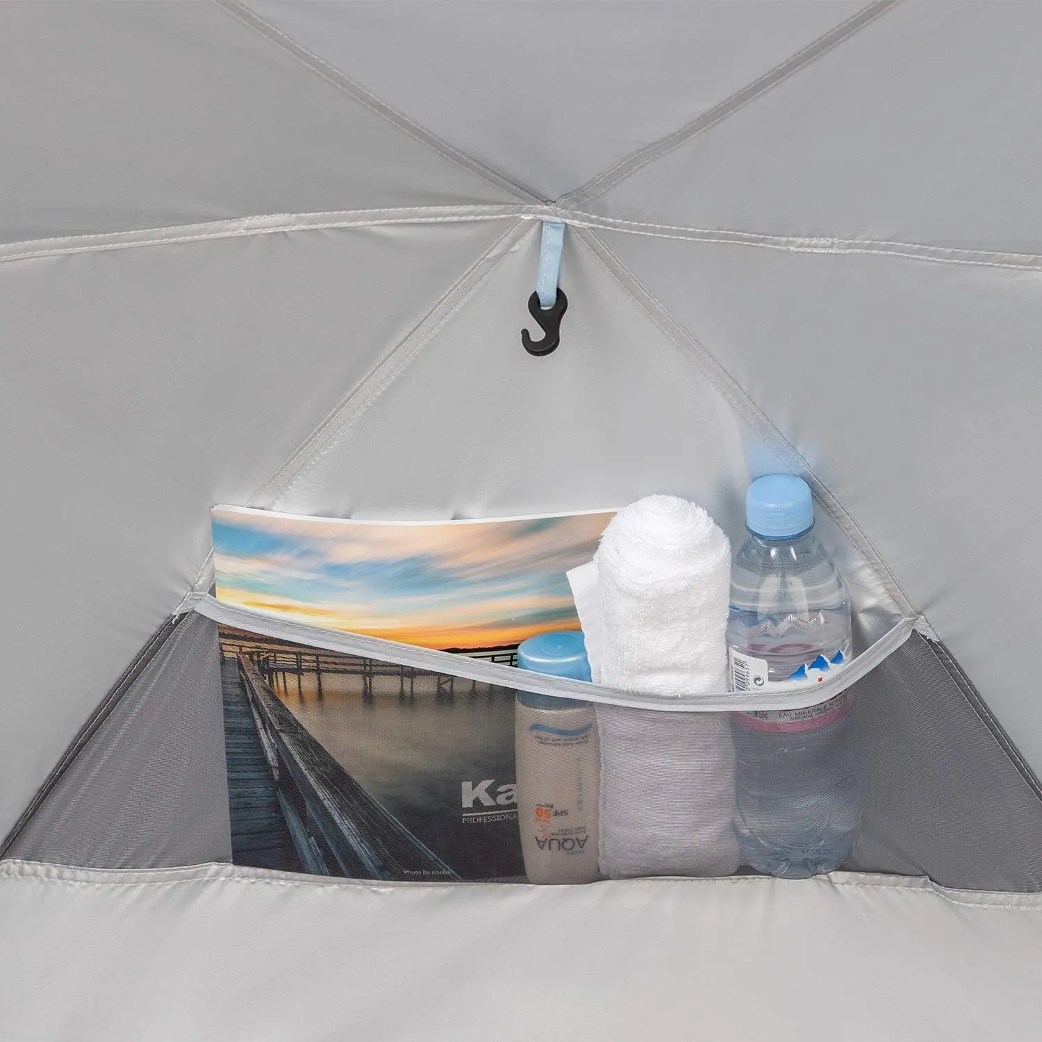 Easthills Outdoors Instant Shader Enhanced Deluxe XL Beach Tent Easy Setup 4-6 Person Popup Sun Shelter 99" Wide for Family UPF 50  Double Silver Coating with Extended Zippered Porch Sky Blue