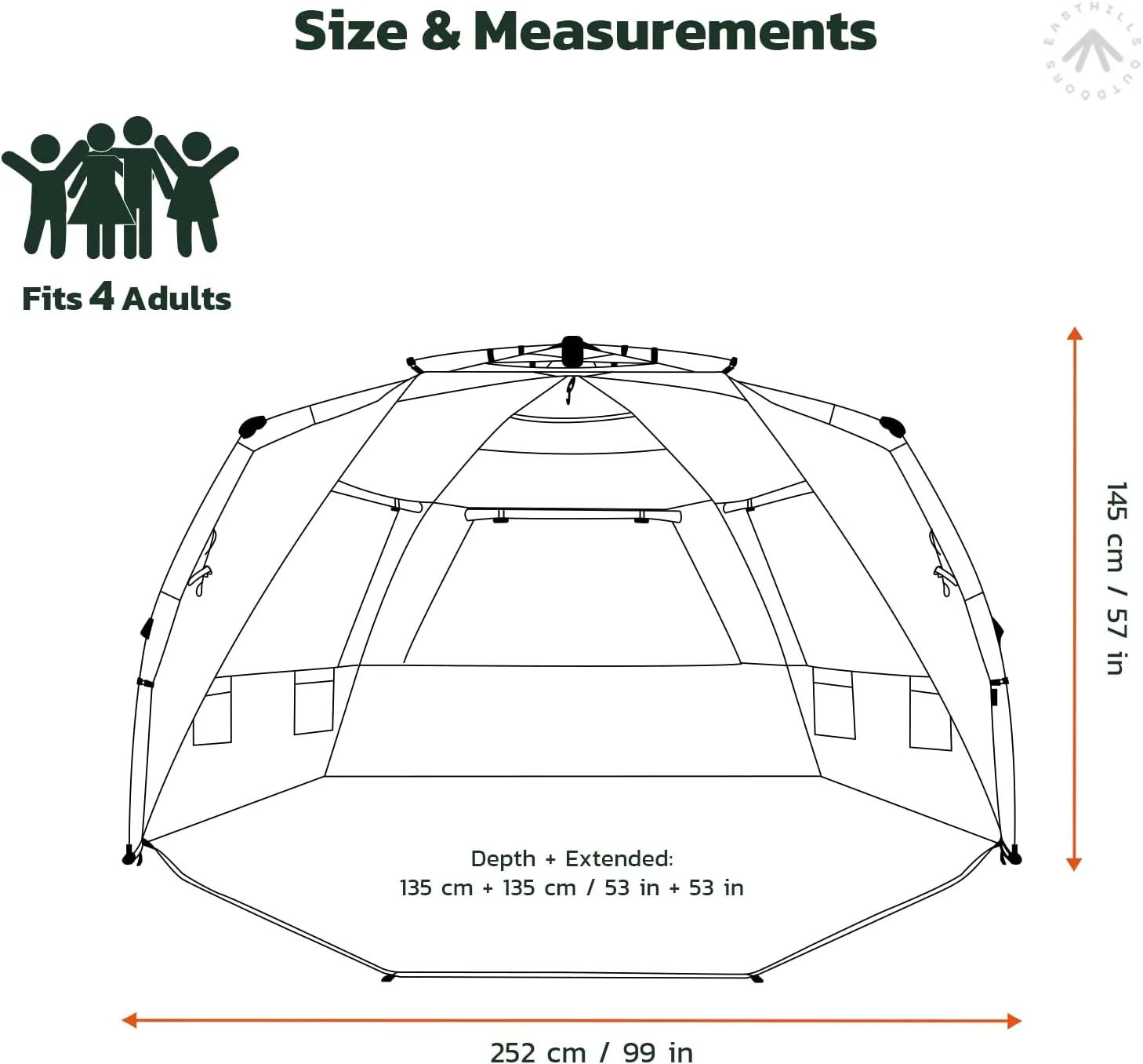 Easthills Outdoors Instant Shader Enhanced Deluxe XL Beach Tent Easy Setup 4-6 Person Popup Sun Shelter 99" Wide for Family UPF 50  Double Silver Coating with Extended Zippered Porch Sky Blue