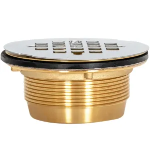 Eastman 2 Inch IPS No Caulk Brass Shower Drain, Stainless Steel, 15306