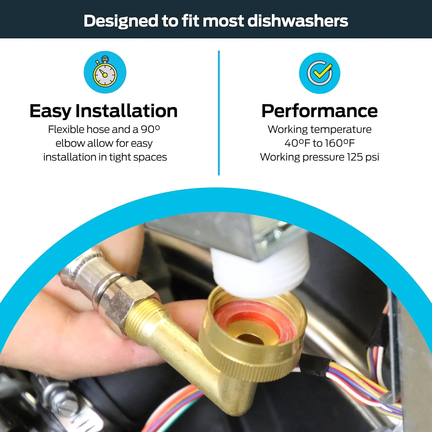 Eastman Dishwasher Installation Kit, 6 Foot Supply Line, 3/8 Inch x 3/8 Inch Compression, 6 Foot 3-Prong Straight Power Cord, Braided Stainless Steel Dishwasher Connectors, 41150
