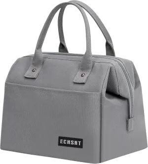 ECHSRT Large Insulated Lunch Bag for Women Men Leakproof Cooler Lunch Tote Bags for Work Travel Adult Thermal Lunchbox for Office -10L Grey