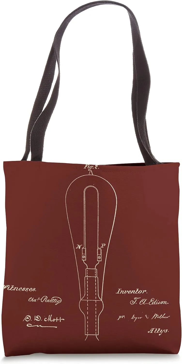 Edison Incandescent Light Bulb Patent Illustration Tote Bag