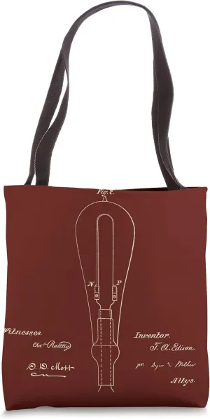 Edison Incandescent Light Bulb Patent Illustration Tote Bag