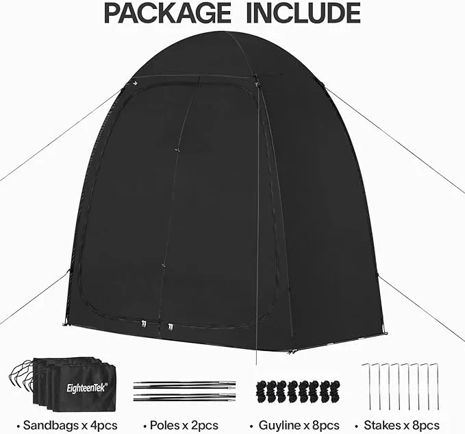 EighteenTek Shower Tent Changing Room 2 Rooms Outdoor Pop Up Camping Toilet Portable Privacy Dressing Shelter 83"x43"x80"H