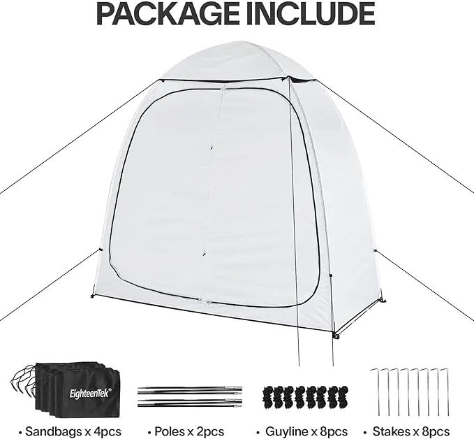 EighteenTek Shower Tent Changing Room 2 Rooms Outdoor Pop Up Camping Toilet Portable Privacy Dressing Shelter 83"x43"x80"H
