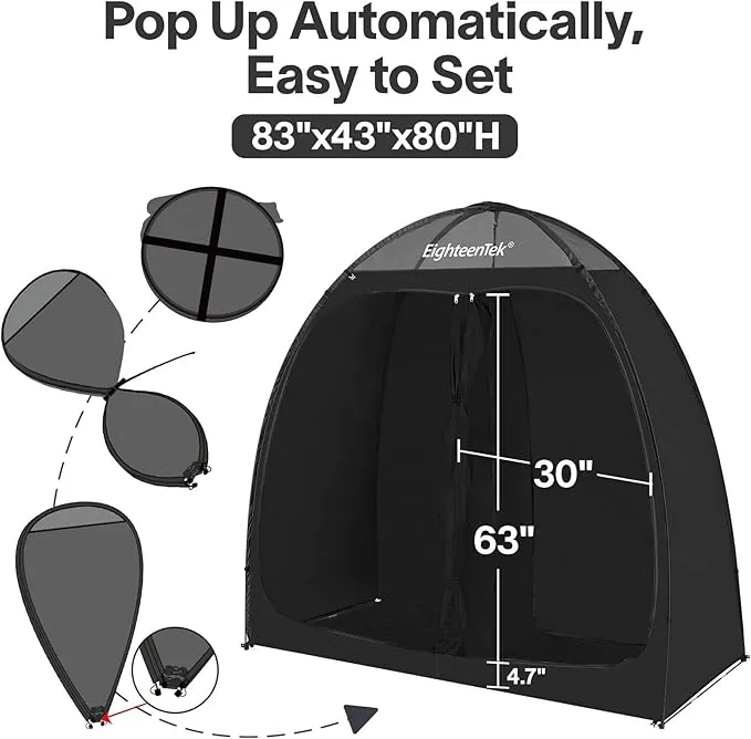 EighteenTek Shower Tent Changing Room 2 Rooms Outdoor Pop Up Camping Toilet Portable Privacy Dressing Shelter 83"x43"x80"H