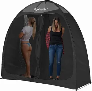 EighteenTek Shower Tent Changing Room 2 Rooms Outdoor Pop Up Camping Toilet Portable Privacy Dressing Shelter 83"x43"x80"H