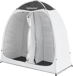 EighteenTek Shower Tent Changing Room 2 Rooms Outdoor Pop Up Camping Toilet Portable Privacy Dressing Shelter 83"x43"x80"H