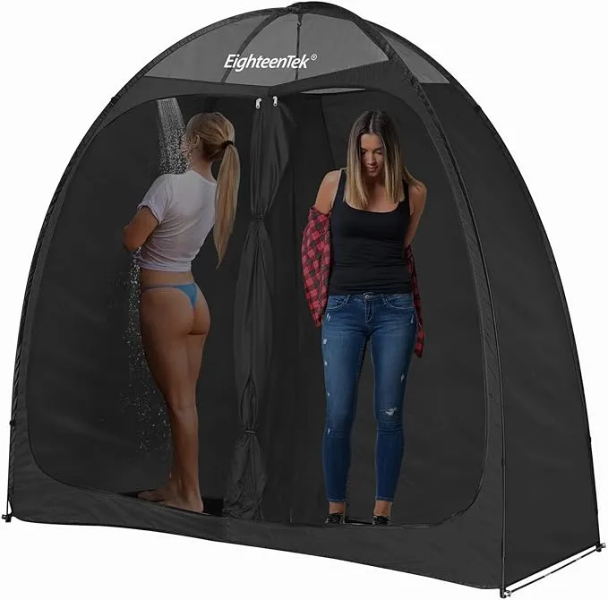 EighteenTek Shower Tent Changing Room 2 Rooms Outdoor Pop Up Camping Toilet Portable Privacy Dressing Shelter 83"x43"x80"H