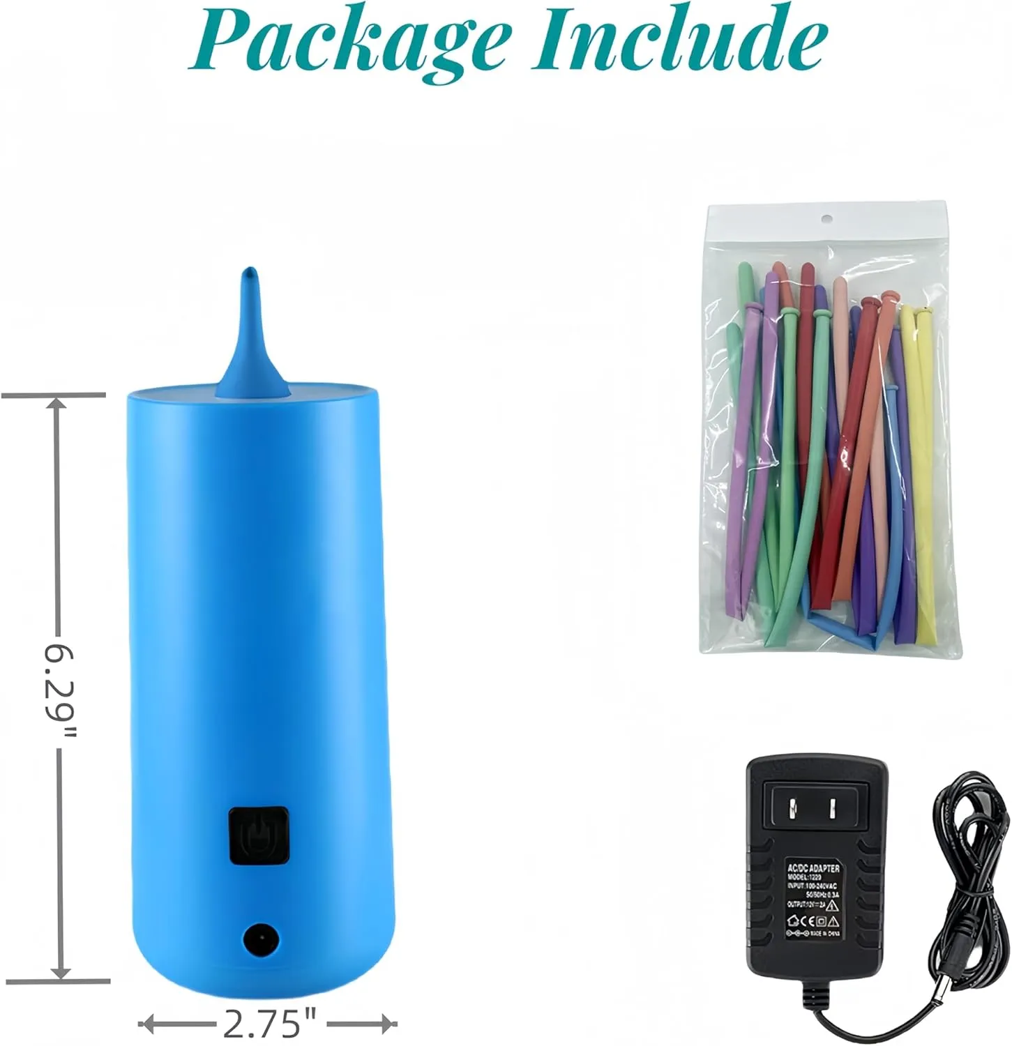 Electric Magic Balloon Pump, Electric Air Inflator Party Air Blower Pump with 1 Nozzle 1 Balloon Cutter and 10 Pcs Long Balloons,Great for Twisty Curly Balloon, Foil Balloons