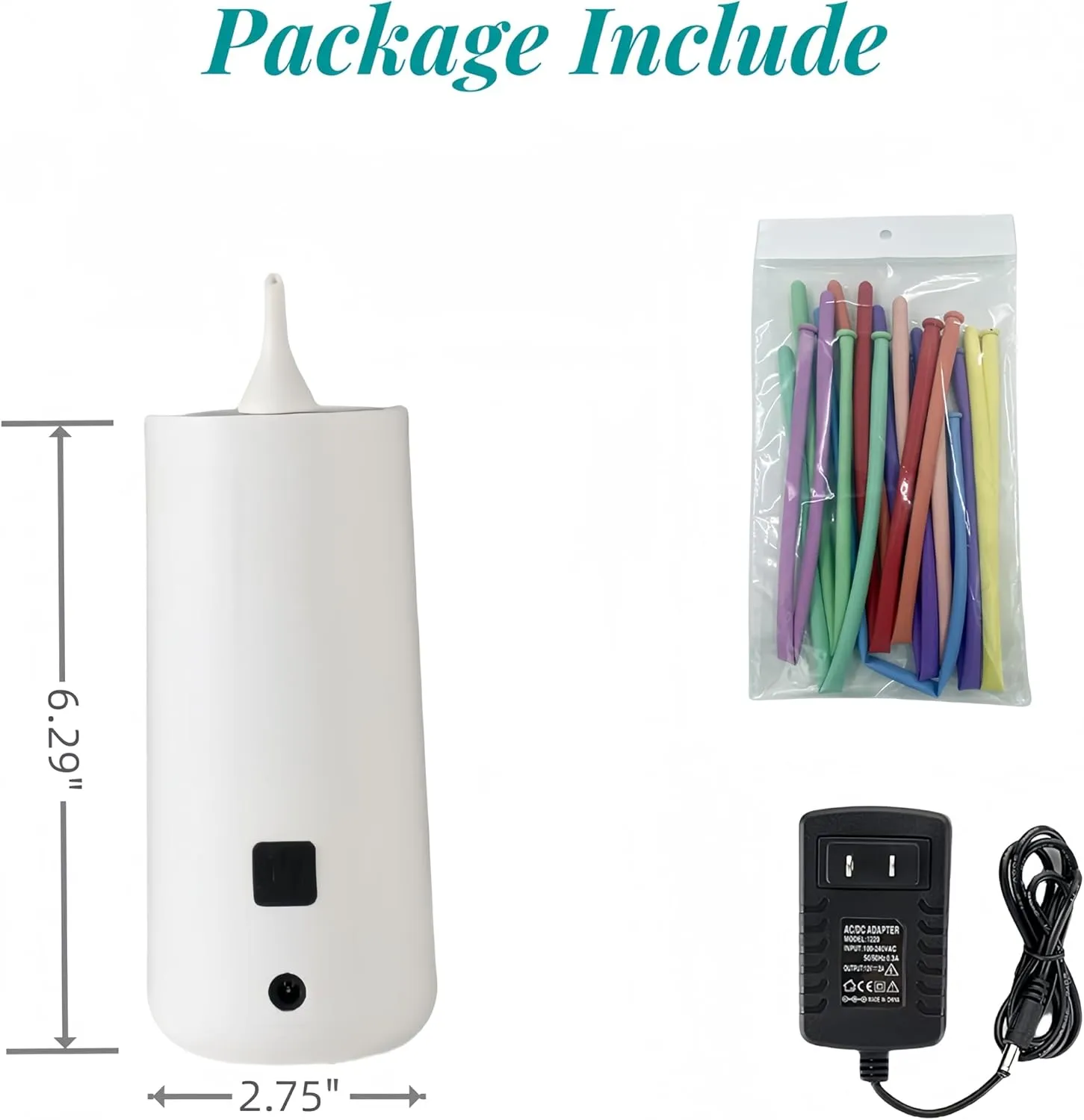 Electric Magic Balloon Pump, Electric Air Inflator Party Air Blower Pump with 1 Nozzle 1 Balloon Cutter and 10 Pcs Long Balloons,Great for Twisty Curly Balloon, Foil Balloons