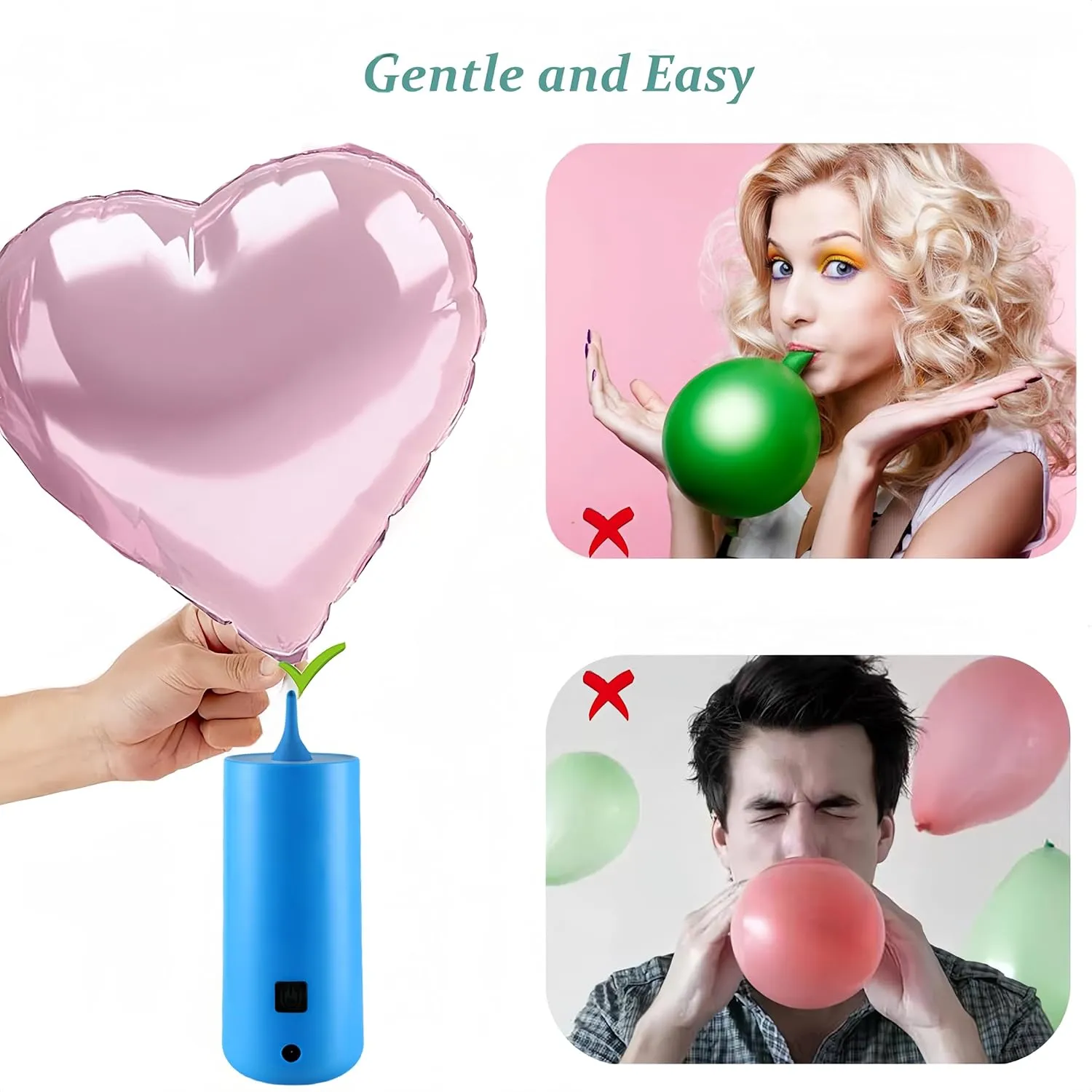 Electric Magic Balloon Pump, Electric Air Inflator Party Air Blower Pump with 1 Nozzle 1 Balloon Cutter and 10 Pcs Long Balloons,Great for Twisty Curly Balloon, Foil Balloons