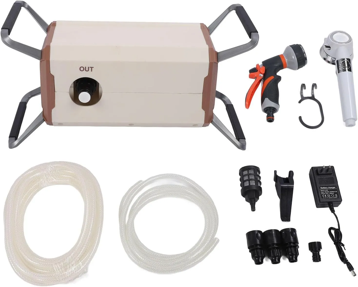 Electric Shower Pump, Rechargeable Portable Camping Shower Pump for Watering Plants (US Plug)