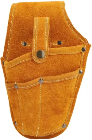Electric Tool Waist Bag Wearable Multifunctional Yellow Cowhide Storage Toolkit for Construction Workers and DIY Enthusiasts Flame Proof Tool Organizer with Metal Snap Fastener