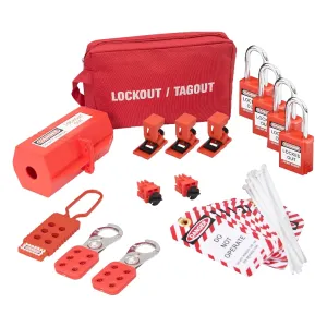 Electrical Lockout Tagout Kit, Hasps Set, Clamp on and Universal Multipole Circuit Breaker Lock Out,Tag Out, Plug Lockout, Locks, Nylon Zip Ties, Carrying Bag Set (2 Key Per Lock)
