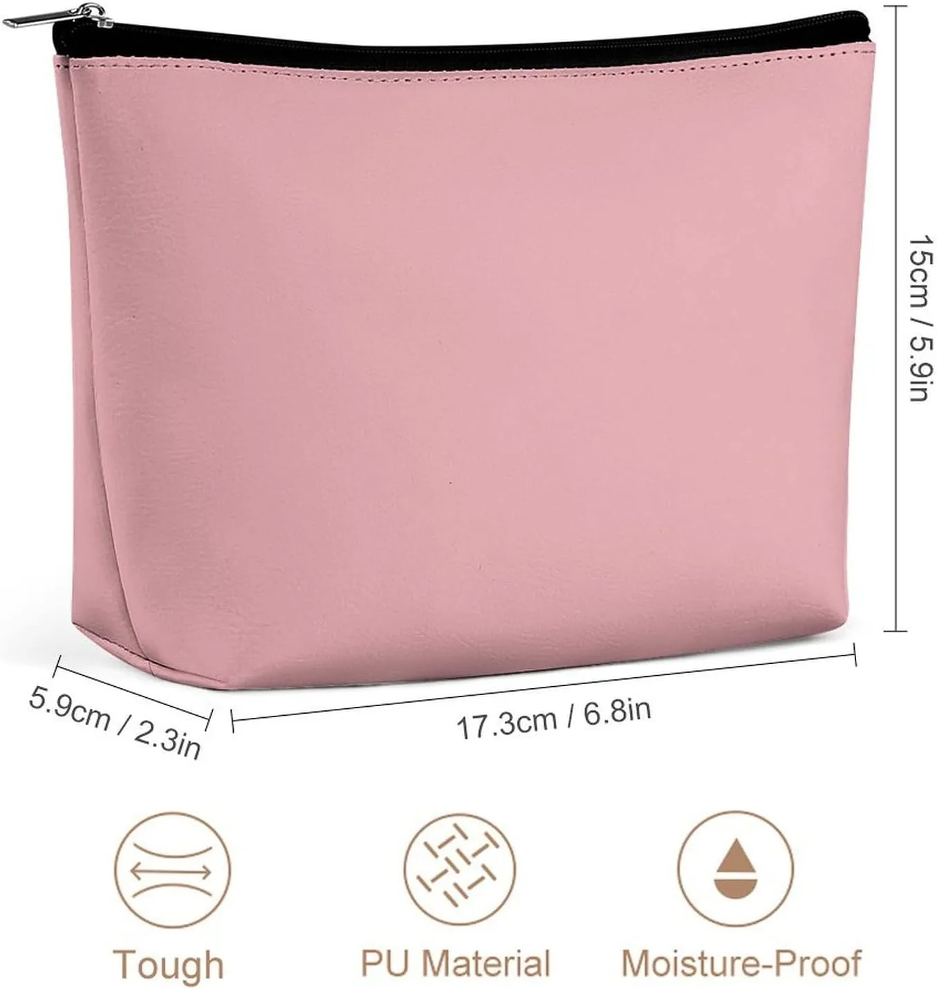 Elegant Makeup Bag, Blush Rose Pink Solid Color Elegant Cosmetic Bag Large Capacity Pouch Portable Organizer for Men & Women