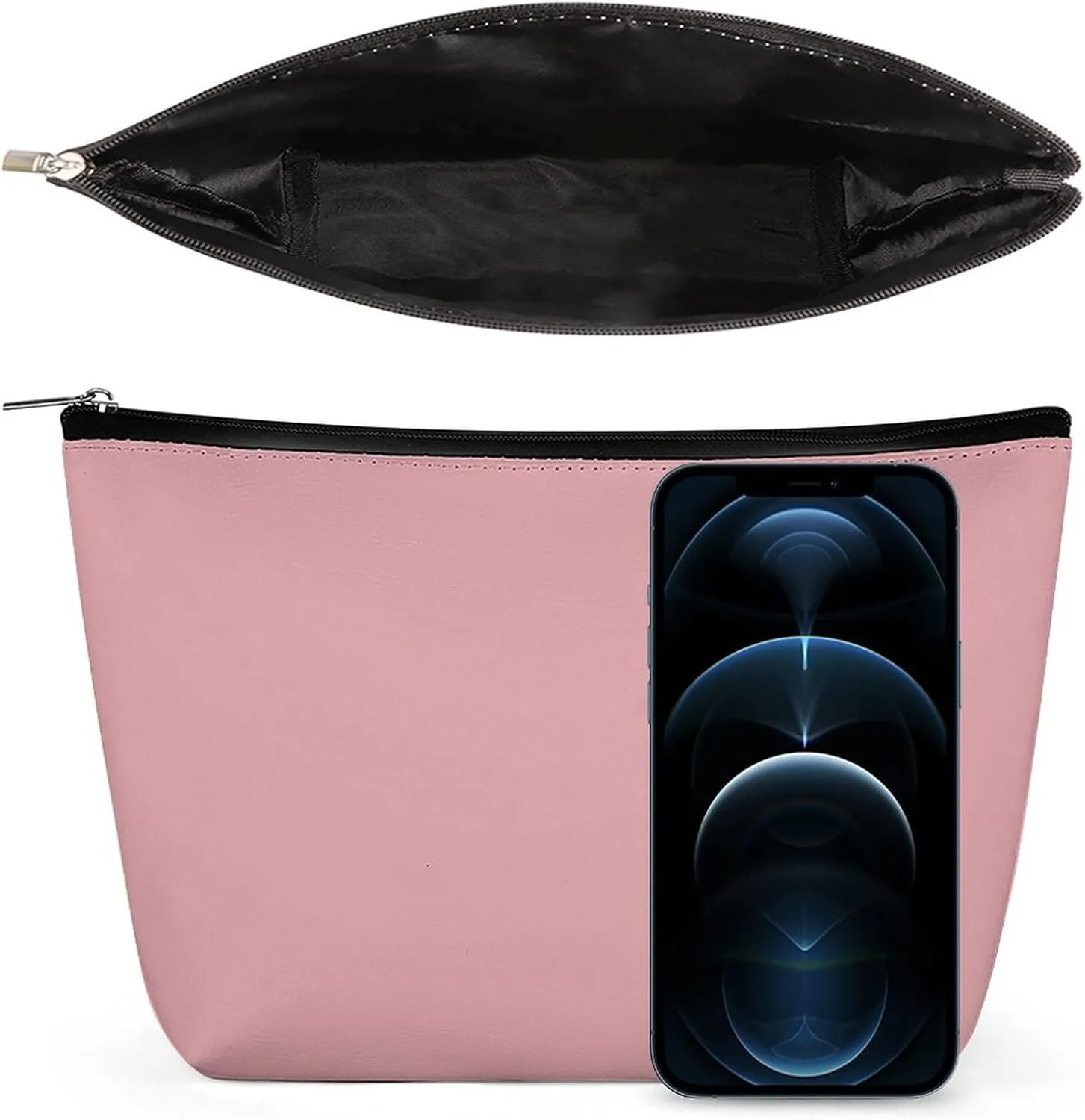 Elegant Makeup Bag, Blush Rose Pink Solid Color Elegant Cosmetic Bag Large Capacity Pouch Portable Organizer for Men & Women