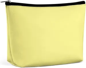 Elegant Makeup Bag, Modern Bright Yellow Solid Color Cosmetic Bag Large Capacity Pouch Portable Organizer for Men & Women