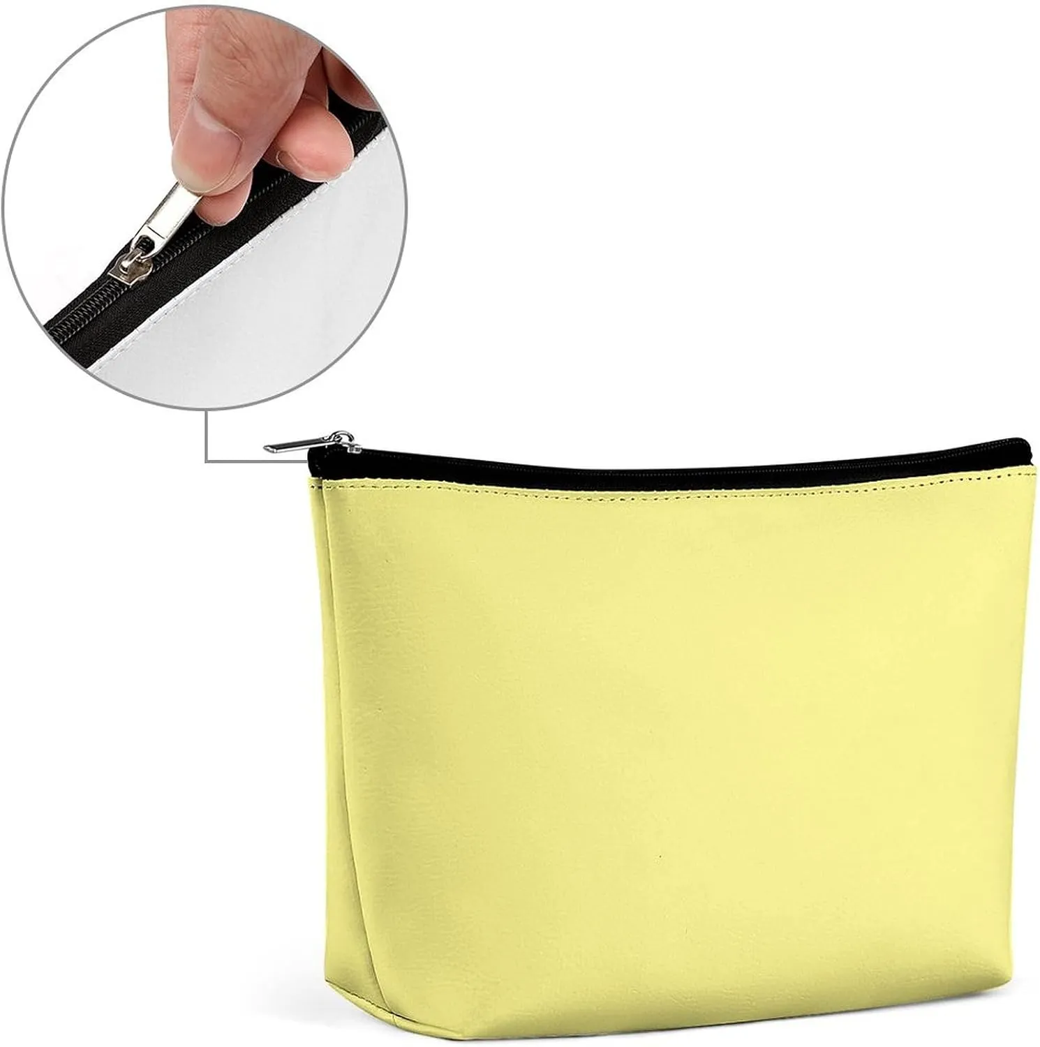 Elegant Makeup Bag, Modern Bright Yellow Solid Color Cosmetic Bag Large Capacity Pouch Portable Organizer for Men & Women