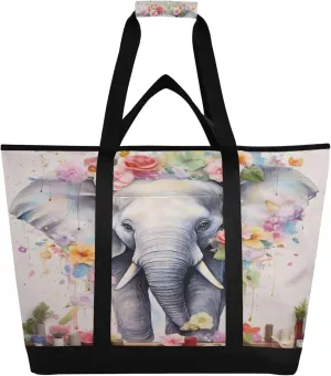 Elephant Reusable Insulated Cooler Bag with Ice Pack Compartment - Large 47L Waterproof Thermal Grocery Tote for Picnic Beach Camping Lunch Storage