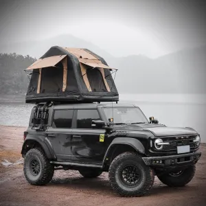 Elevated Camping Solution with Inflatable Roof Top Tent, Quick Setup for SUVs and Trucks, Two-Tone Khaki & Black