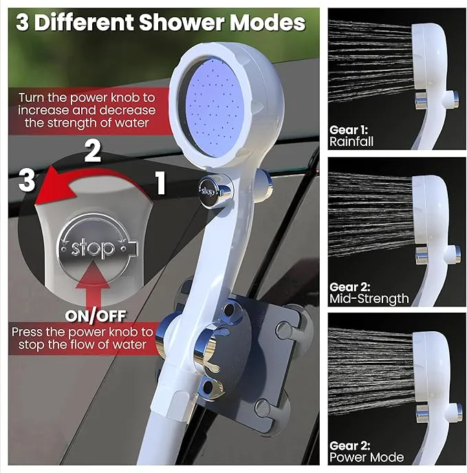 Elil Portable Camping Shower Pump with 5 Gallon Collapsible Bucket - Rechargeable Battery Camp Shower Electric Shower, Portable Shower for Camping