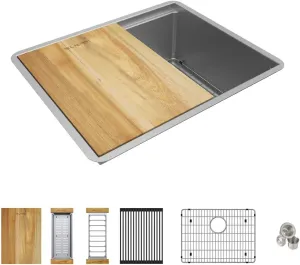 Elkay Crosstown 16 Gauge Workstation Stainless Steel 22-1/2" x 18-1/2" x 8-3/4" Single Bowl Undermount Sink Kit