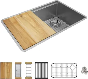Elkay Crosstown 16 Gauge Workstation Stainless Steel 28-1/2" x 18-1/2" x 8-1/2" Single Bowl Undermount Sink Kit
