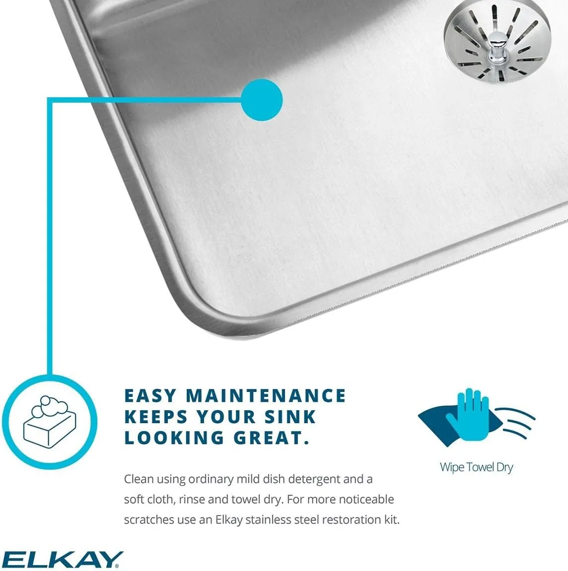 Elkay LRAD1517553 Sink, 5.50 x 17.50 x 15.00, Satin