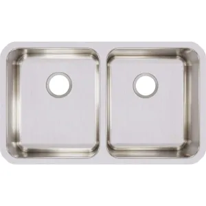 Elkay Lustertone ELUH3118 Equal Double Bowl Undermount Stainless Steel Kitchen Sink
