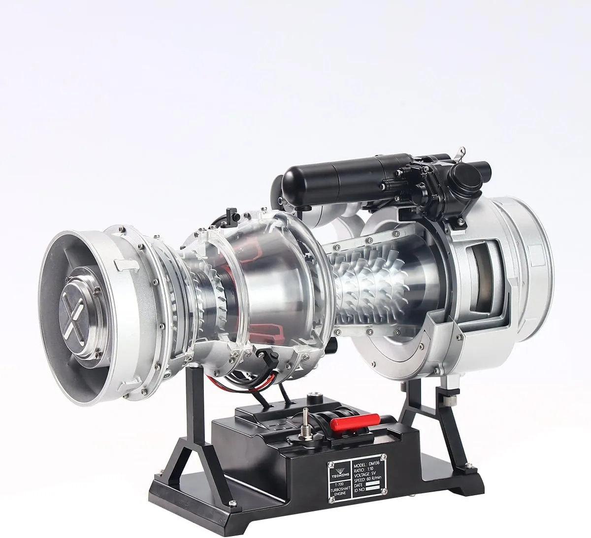 Engine Model Kit, 1/4 Scale Metal Electric Military Helicopter Turboshaft Engine Model Kit, Internal Combustion Engine Model for Technology Enthusiasts DIY Experiment (470 pcs)