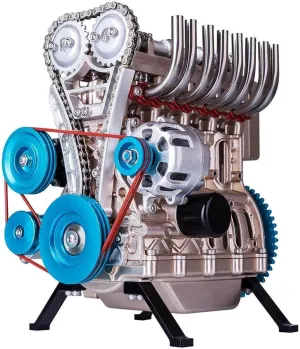Engine Model Kit, Working Model Engine Assembly Kit All-Metal Mini Car Inline Four-Cylinder Mechanical Engine Motor Model Kit, 325PCS Model Engine Kit That Run Gifts for Adults, Type 1