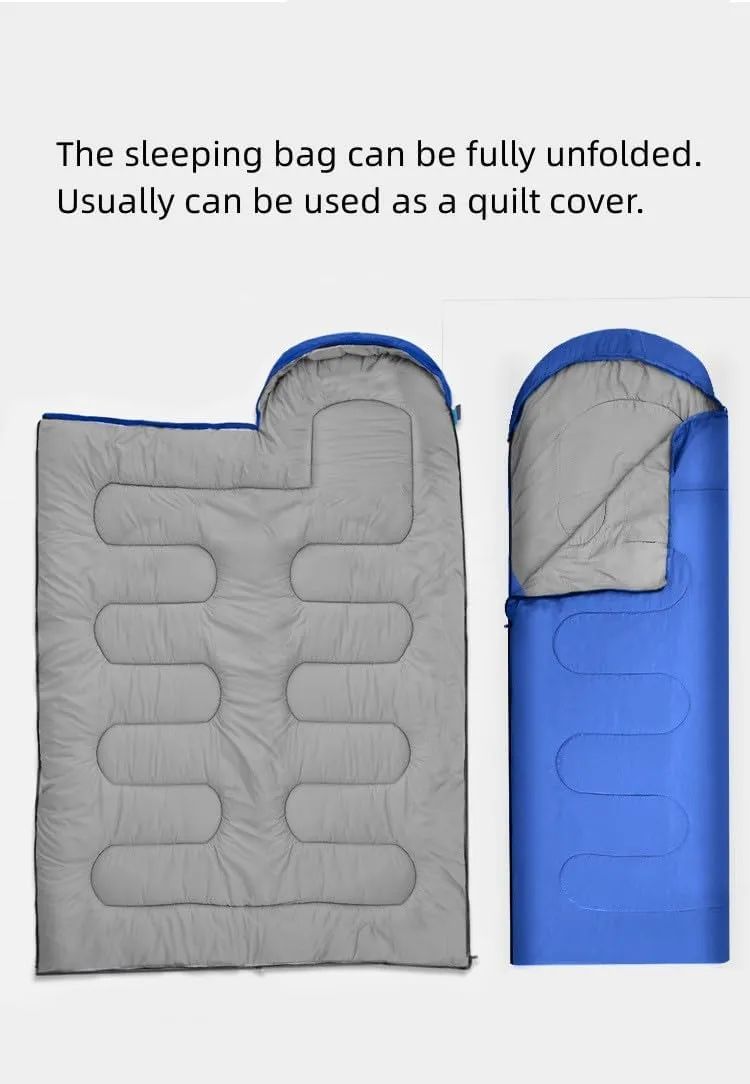 Envelope Hooded Sleeping Bag Outdoor Camping Adult Thickened Hollow Cotton Sleeping Bag
