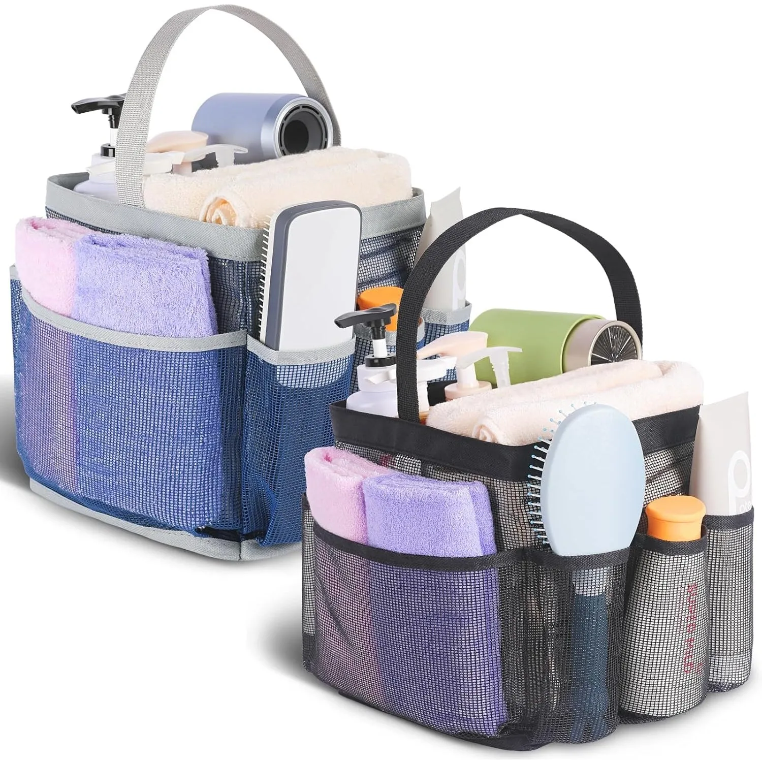 EUDELE Mesh Shower Caddy Portable for College Dorm Room Essentials,Portable Shower Caddy Dorm with 8-Pocket Large Capacity,Shower Bag for Beach,Swimming,Gym
