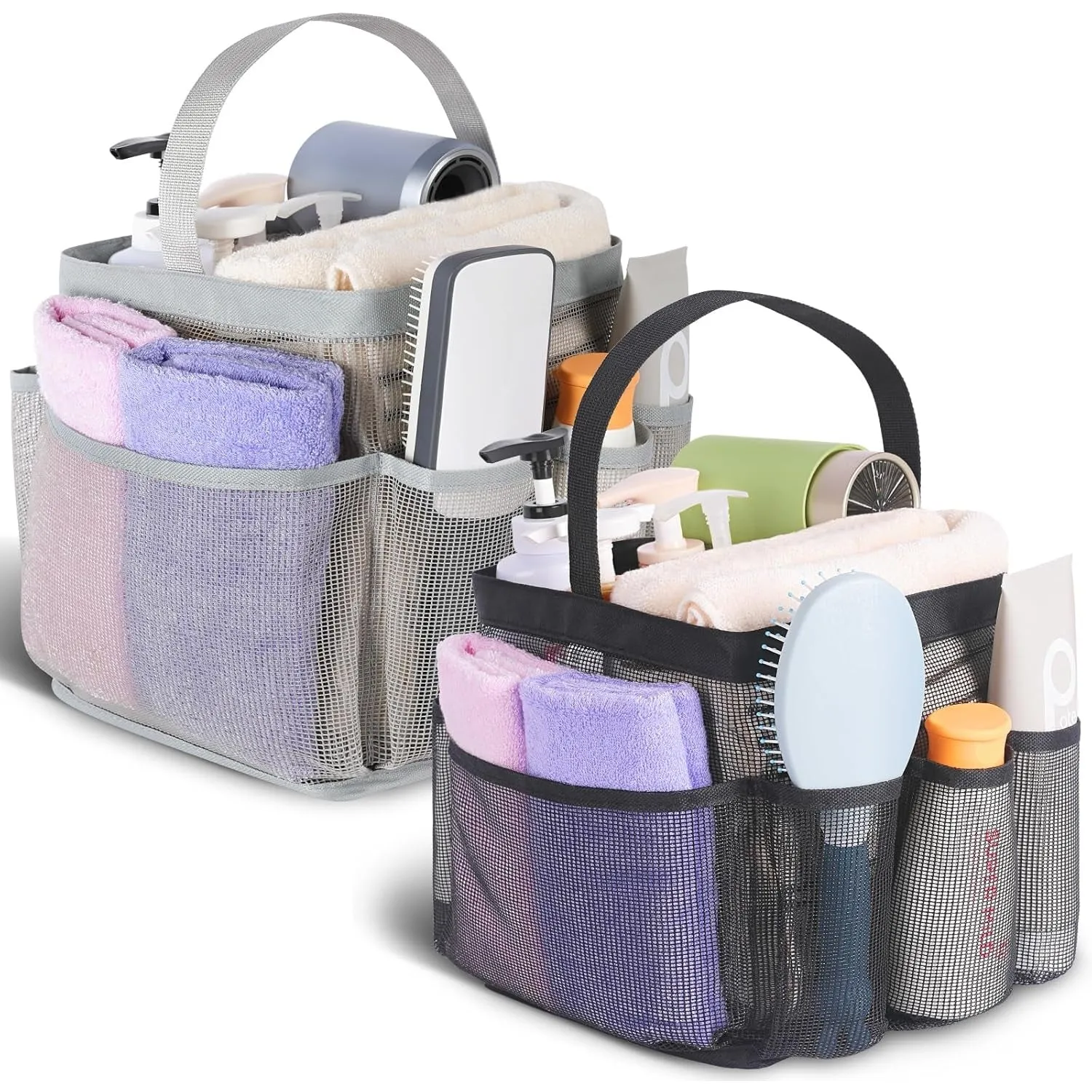 EUDELE Mesh Shower Caddy Portable for College Dorm Room Essentials,Portable Shower Caddy Dorm with 8-Pocket Large Capacity,Shower Bag for Beach,Swimming,Gym