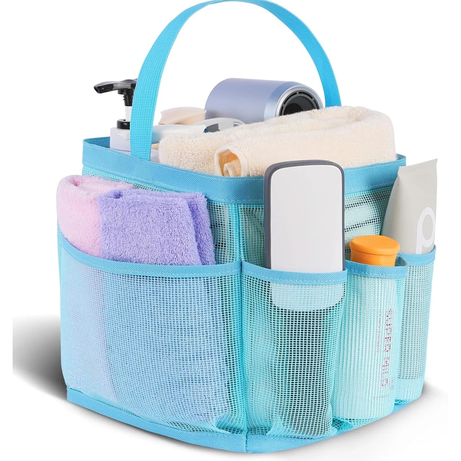 EUDELE Mesh Shower Caddy Portable for College Dorm Room Essentials,Portable Shower Caddy Dorm with 8-Pocket Large Capacity,Shower Bag for Beach,Swimming,Gym