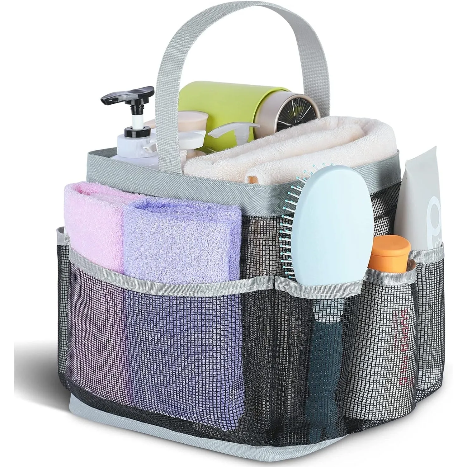 EUDELE Mesh Shower Caddy Portable for College Dorm Room Essentials,Portable Shower Caddy Dorm with 8-Pocket Large Capacity,Shower Bag for Beach,Swimming,Gym