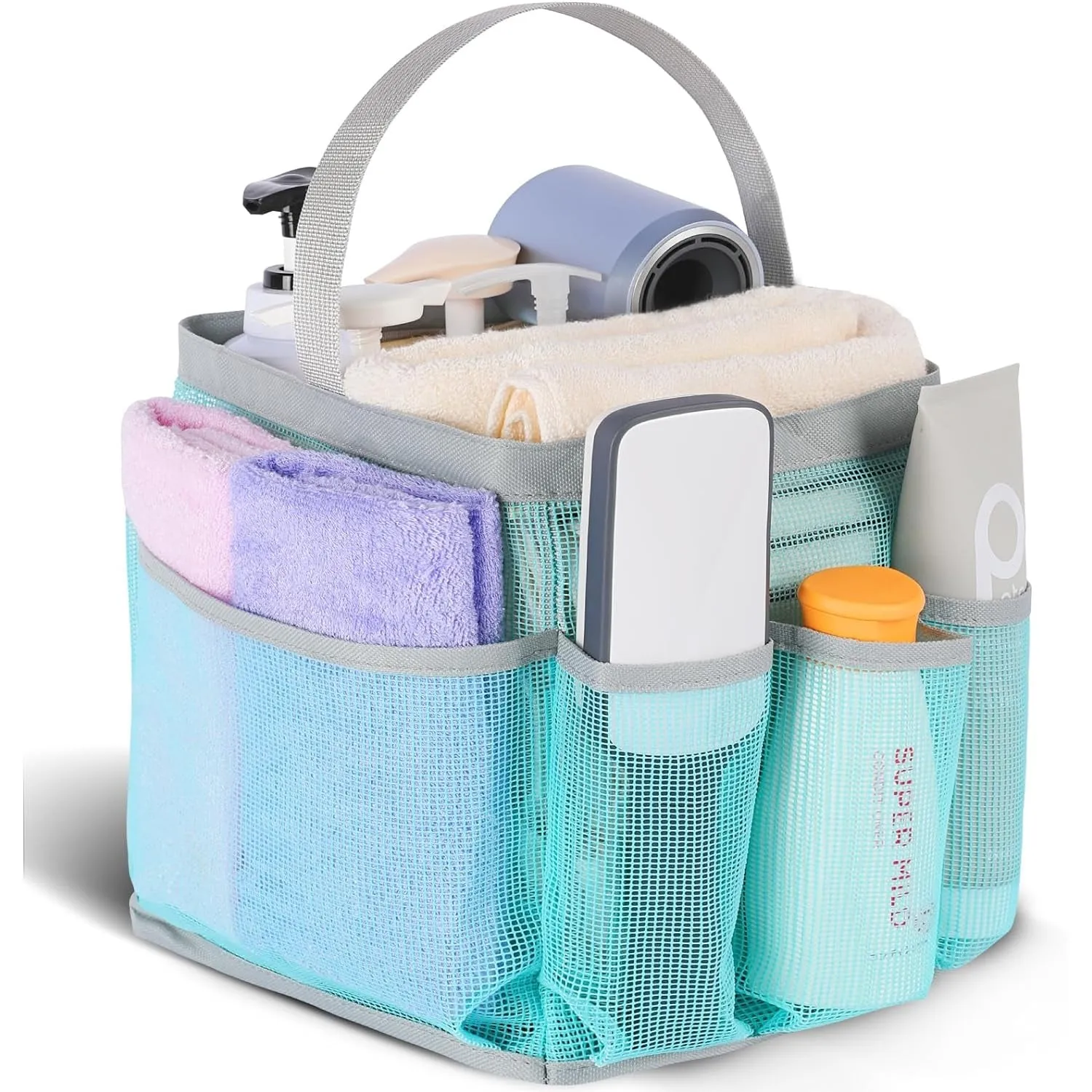 EUDELE Mesh Shower Caddy Portable for College Dorm Room Essentials,Portable Shower Caddy Dorm with 8-Pocket Large Capacity,Shower Bag for Beach,Swimming,Gym
