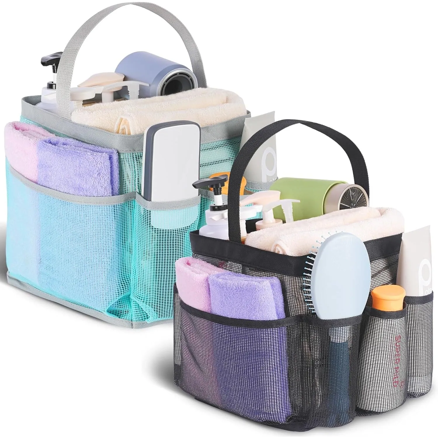 EUDELE Mesh Shower Caddy Portable for College Dorm Room Essentials,Portable Shower Caddy Dorm with 8-Pocket Large Capacity,Shower Bag for Beach,Swimming,Gym