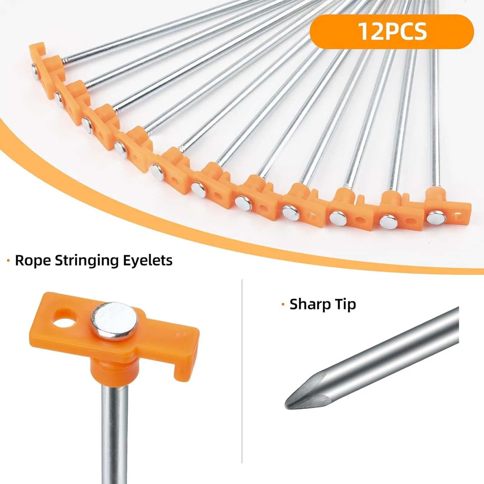 EVER ADVANCED 12PCS Tent Stakes Heavy Duty Camping Stakes