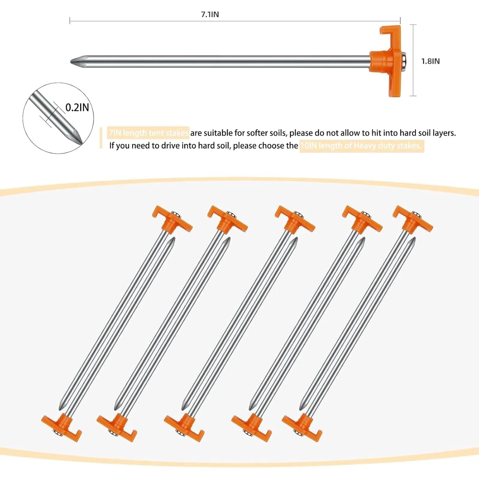 EVER ADVANCED 12PCS Tent Stakes Heavy Duty Camping Stakes