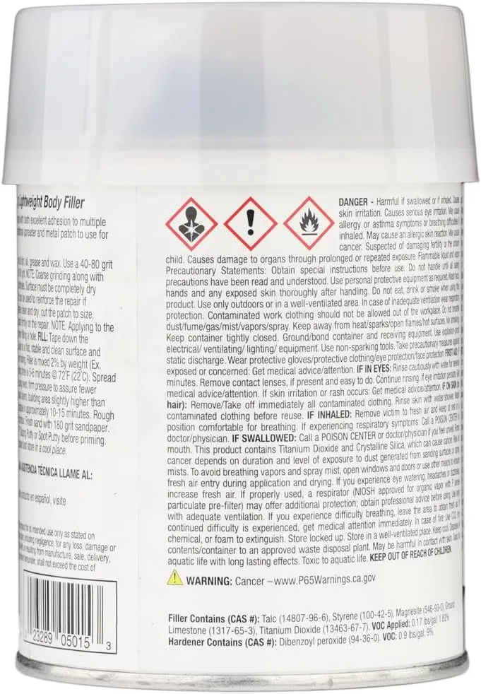Evercoat Body Shop 105015 Pro-Grade Body Filler Kit, Easy to Build and Shape, Multipurpose for Dents in Aluminum, Fiberglass & More, Easy Mix Hardener Included 13 Fl Oz.