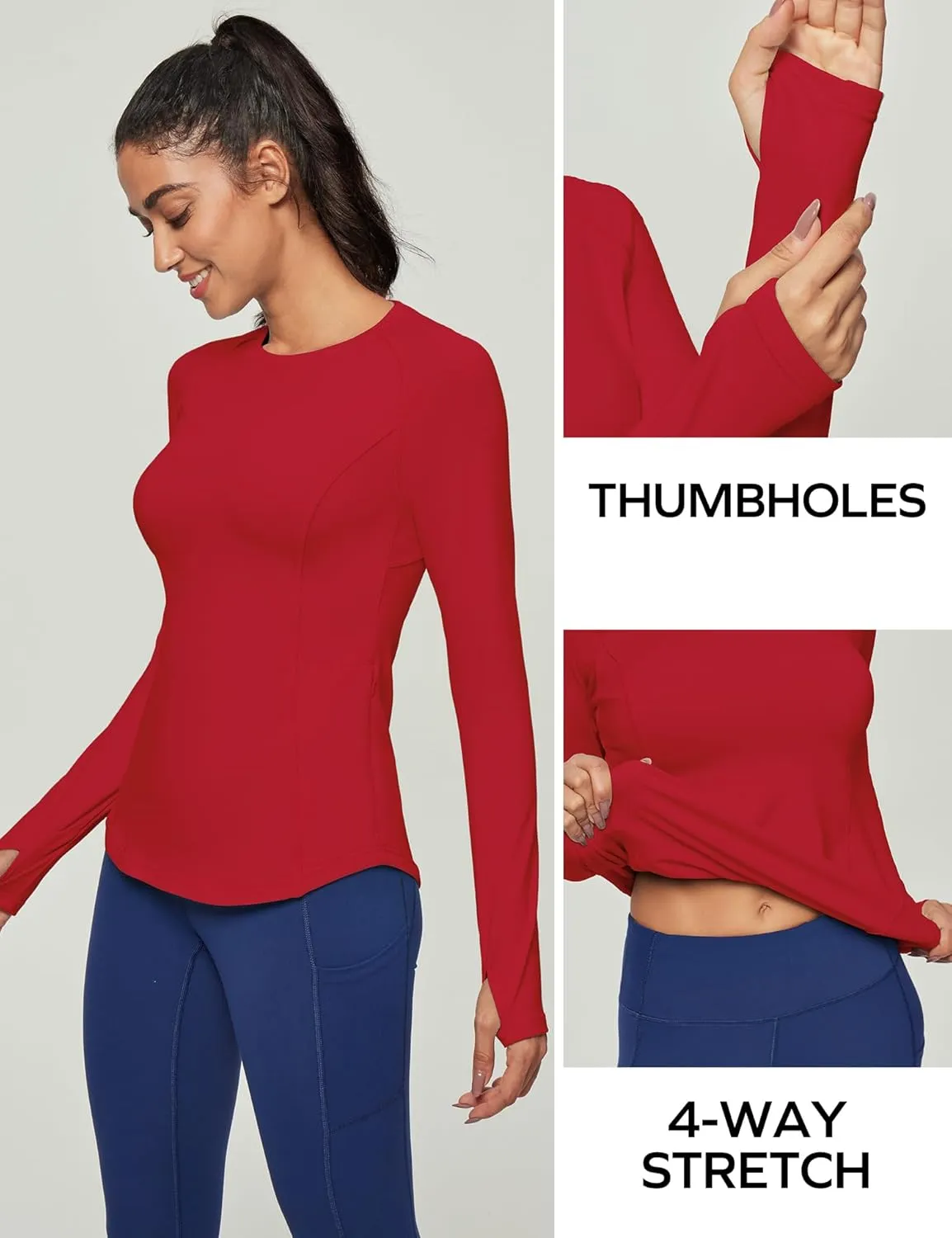 Ewedoos Thermal Shirts for Women Zipper Pocket Fleece Lined Long Sleeve Workout Tops Compression Running Hiking Ski Gear