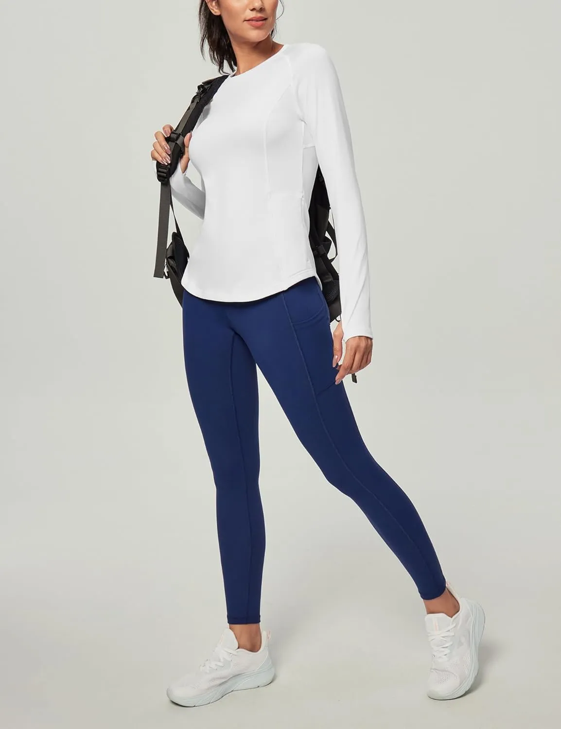 Ewedoos Thermal Shirts for Women Zipper Pocket Fleece Lined Long Sleeve Workout Tops Compression Running Hiking Ski Gear