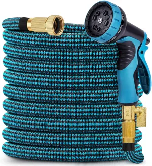 Expandable Garden Hose 150 ft, 2025 New No Kink Retractable Water Hose 150ft with 10 Pattern Spray Nozzle, Extra Strong Brass Connectors, Reinforced Expanding Latex Core, Ultra Lightweight & Flexible