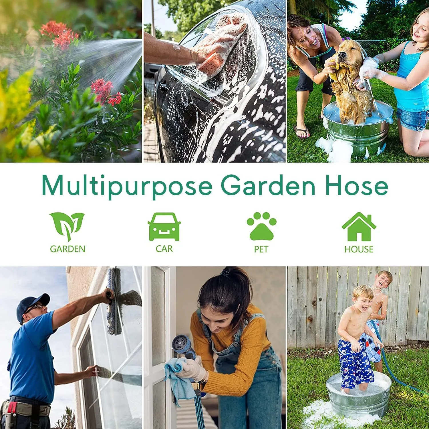 Expandable Garden Hose 150 ft, 2025 New No Kink Retractable Water Hose 150ft with 10 Pattern Spray Nozzle, Extra Strong Brass Connectors, Reinforced Expanding Latex Core, Ultra Lightweight & Flexible