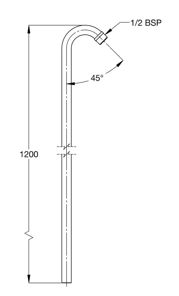 Exposed Assembly CP-BS Shower Arm 1200x45` (Less Rose) Shower/ Bath