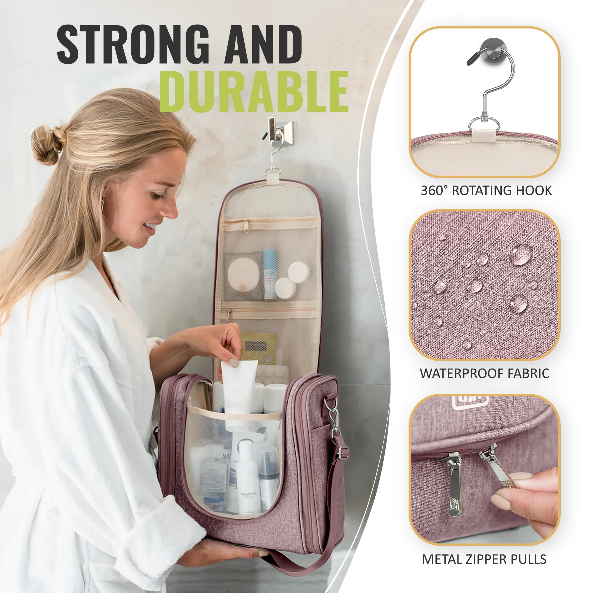 Extra-Large Collapsible Hanging Toiletry Bag - Coffee with Milk Brown
