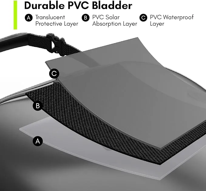 Extremus Camping Shower Bag, Camp Shower Bag, Durable, Leak-Proof Design with Thermometer, Removable Hose, and On-Off Switchable Shower Head, Portable Solar Shower for Camping