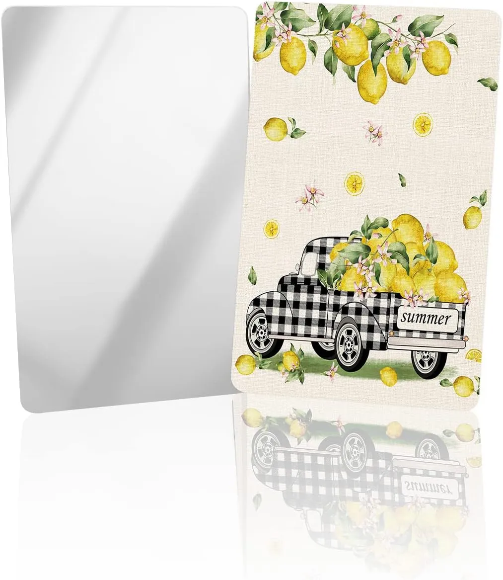 Farmhouse Yellow Fruits Small Compact Mirror for Purse, Farmhouse Yellow Fruits Travel Makeup Mirror for Women Men, Rectangular Handheld Compact Pocket Mirror 2 PCS
